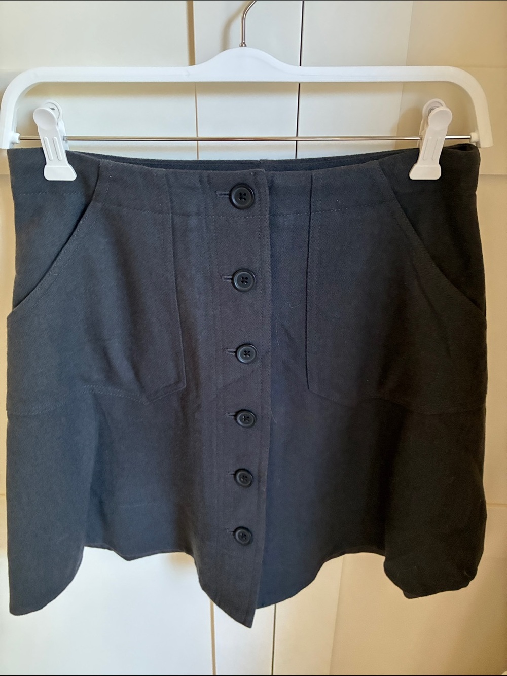 J. Crew Dark Gray Button-Front Mini Skirt